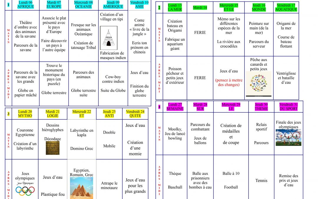 PROGRAMME LES MOUSSAILLONS JUILLET