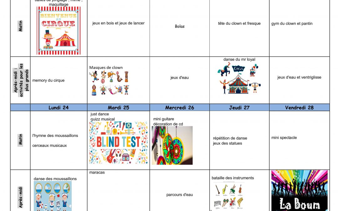 Programme LES MOUSSAILLONS AOÛT