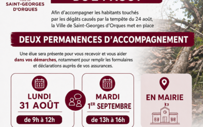 PERMANENCES D&rsquo;ACCOMPAGNEMENT SUITE À LA TEMPÊTE DU 24 AOÛT