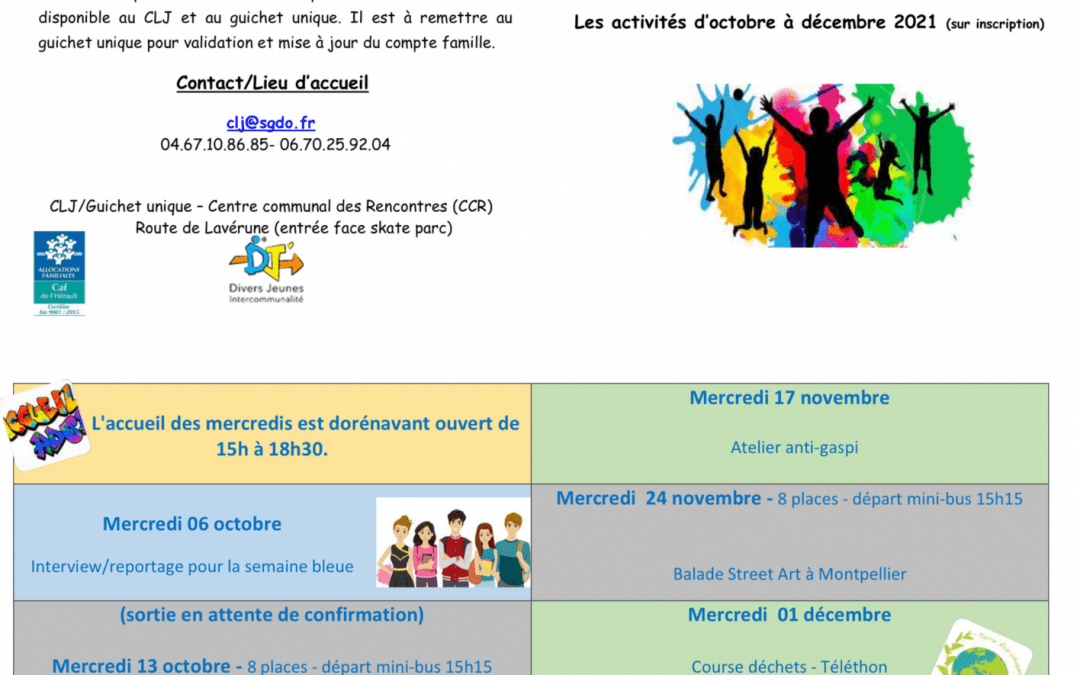 Programme des activités du CLJ