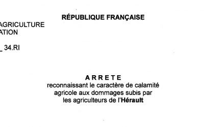 Reconnaissance calamité agricole