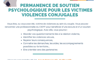 Une permanence de soutien psychologique pour les victimes de violences conjugales