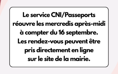RÉOUVERTURE SERVICE CNI/PASSEPORT