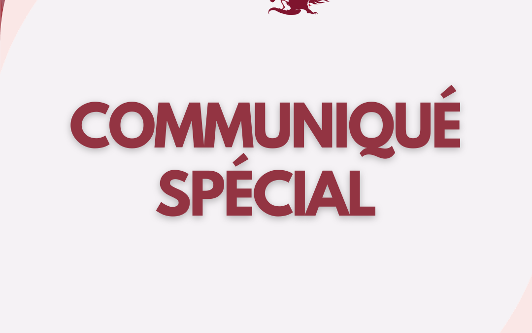COMMUNIQUÉ SPÉCIAL