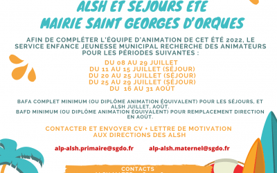 Recrutement Animateurs ALSH & Séjours Été