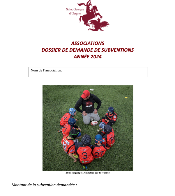 Dossier de demande de subventions associations