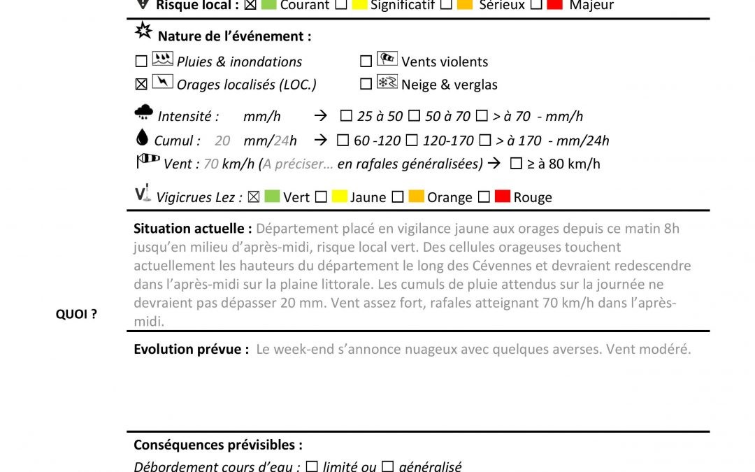 Alerte météo / Bulletin météo du 02/10/2020