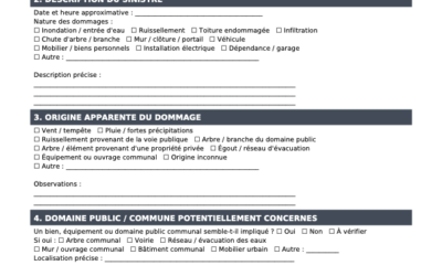 DECLARATION SINISTRES INTEMPERIES