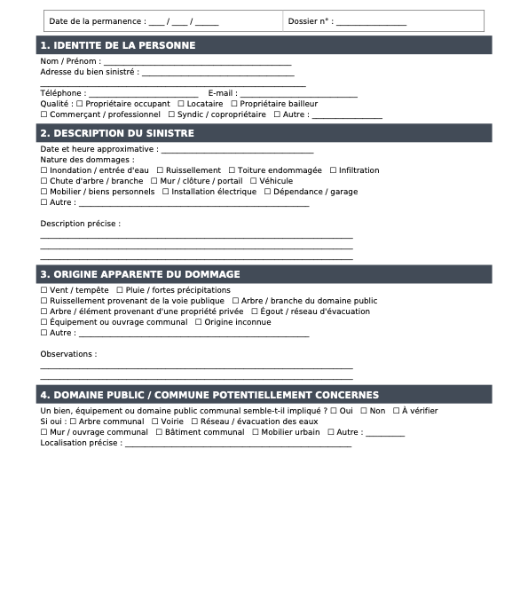 DECLARATION SINISTRES INTEMPERIES