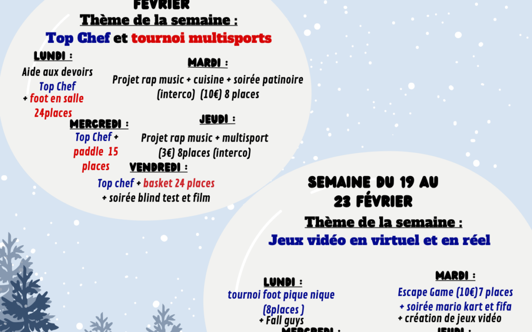 Programme CLJ – vacances d’hiver 2024