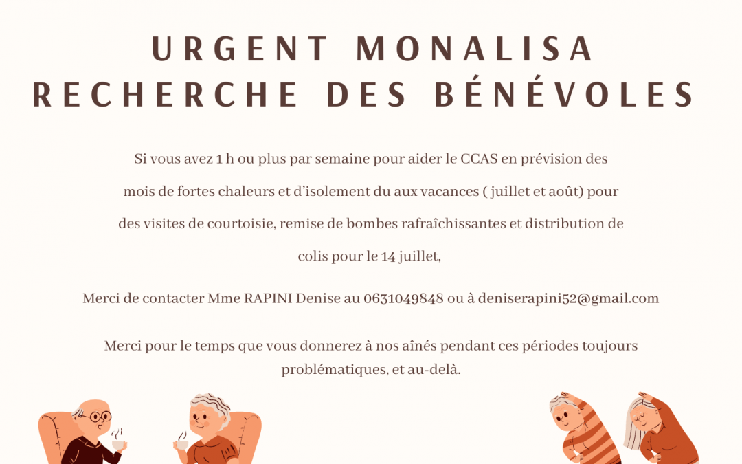 Recherche de bénévoles  – Mona Lisa