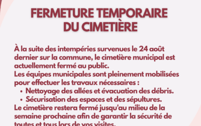 FERMETURE TEMPORAIRE DU CIMETIÈRE