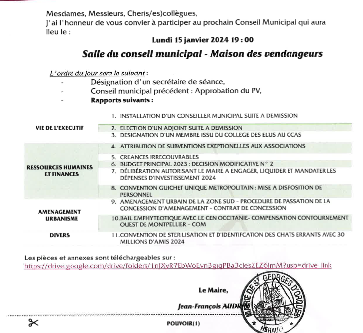 Convocation Conseil Municipal