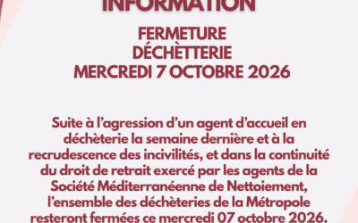 FERMETURE DÉCHÈTTERIE MERCREDI 7 OCTOBRE 2026