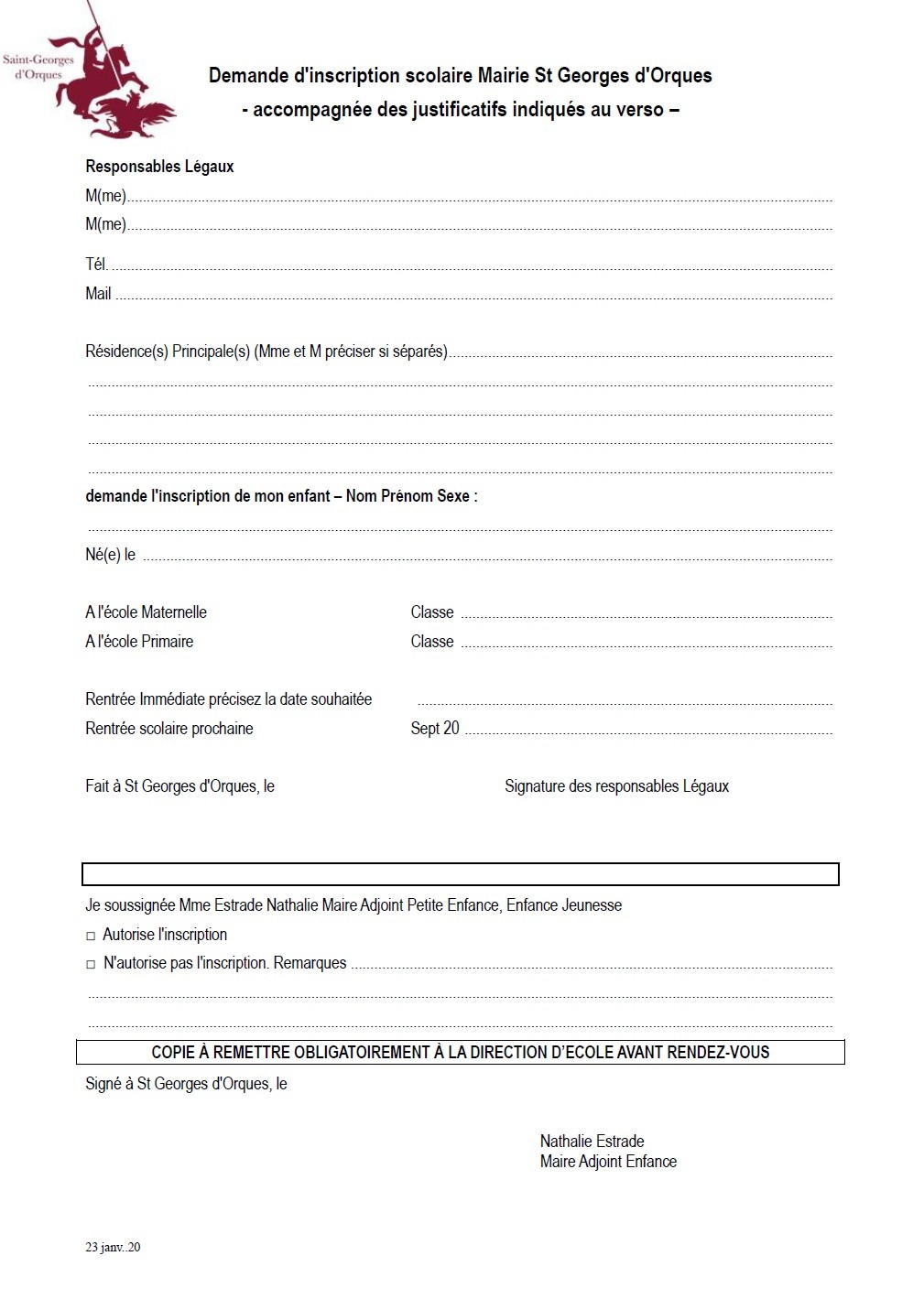 Inscriptions 2020- 2021 des CP et Petites sections maternelles - Saint ...