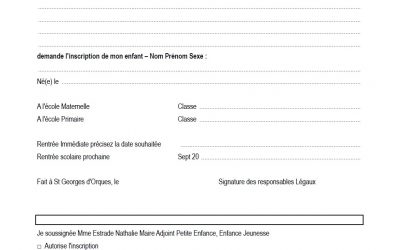 Inscriptions 2020- 2021 des CP et Petites sections maternelles