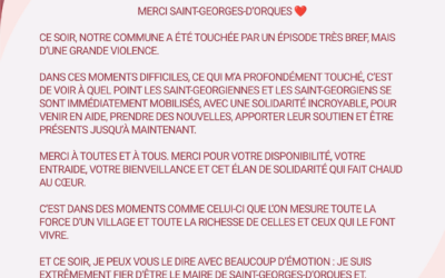 MESSAGE DE Mr LE MAIRE