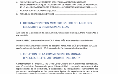 Ordre du jour du Conseil Municipal du 7 juillet 2025
