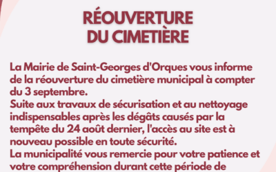 RÉOUVERTURE DU CIMETIÈRE