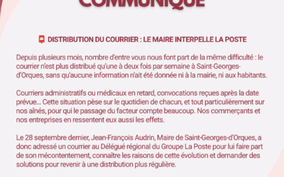 📮 DISTRIBUTION DU COURRIER : LE MAIRE INTERPELLE LA POSTE