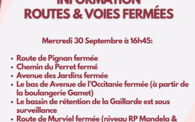 FERMETURES ROUTES & VOIES – 16h45 30/09/26