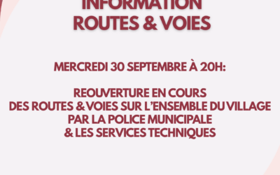 REOUVERTURE ROUTES & VOIES