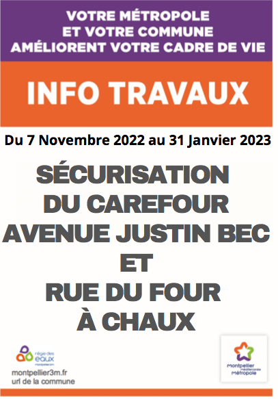 Travaux du 7 novembre 2022 au 31 Janvier 2023